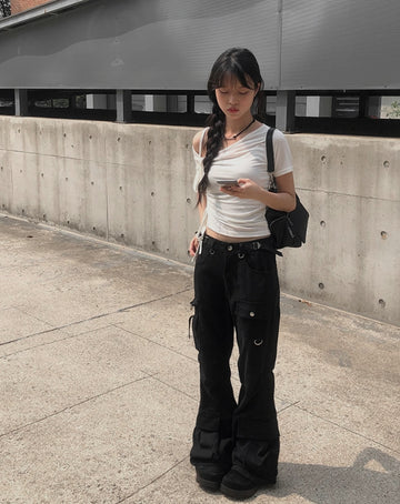 D-ring Cargo Pocket Bootcut Pants